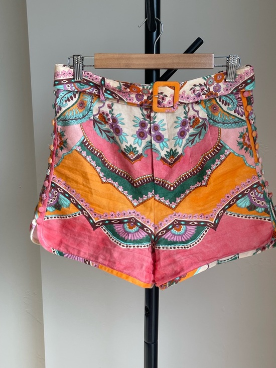 Zara Pants - Zara High-Waist Printed Shorts in Pink, Orange & Teal